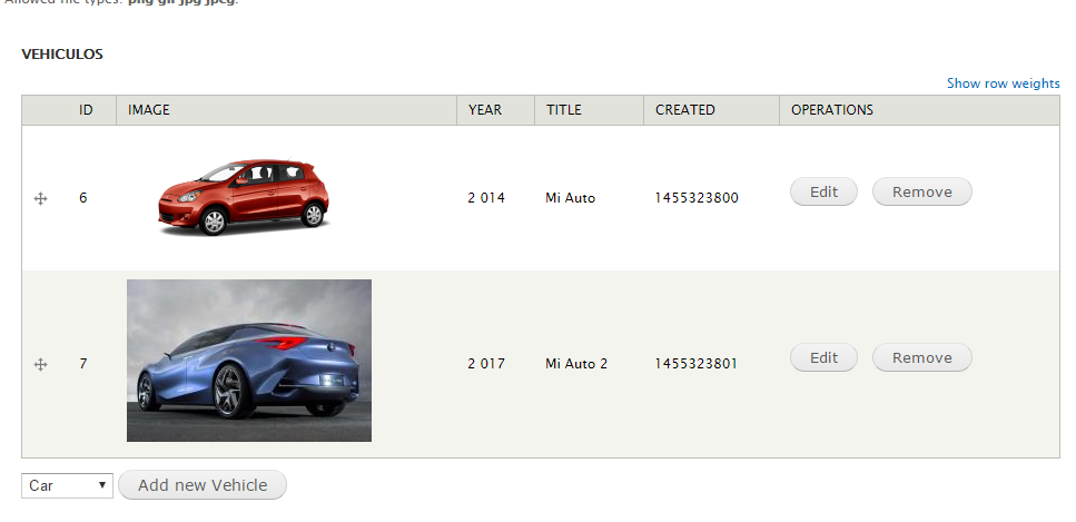Ejemplo de la tabla de relación.